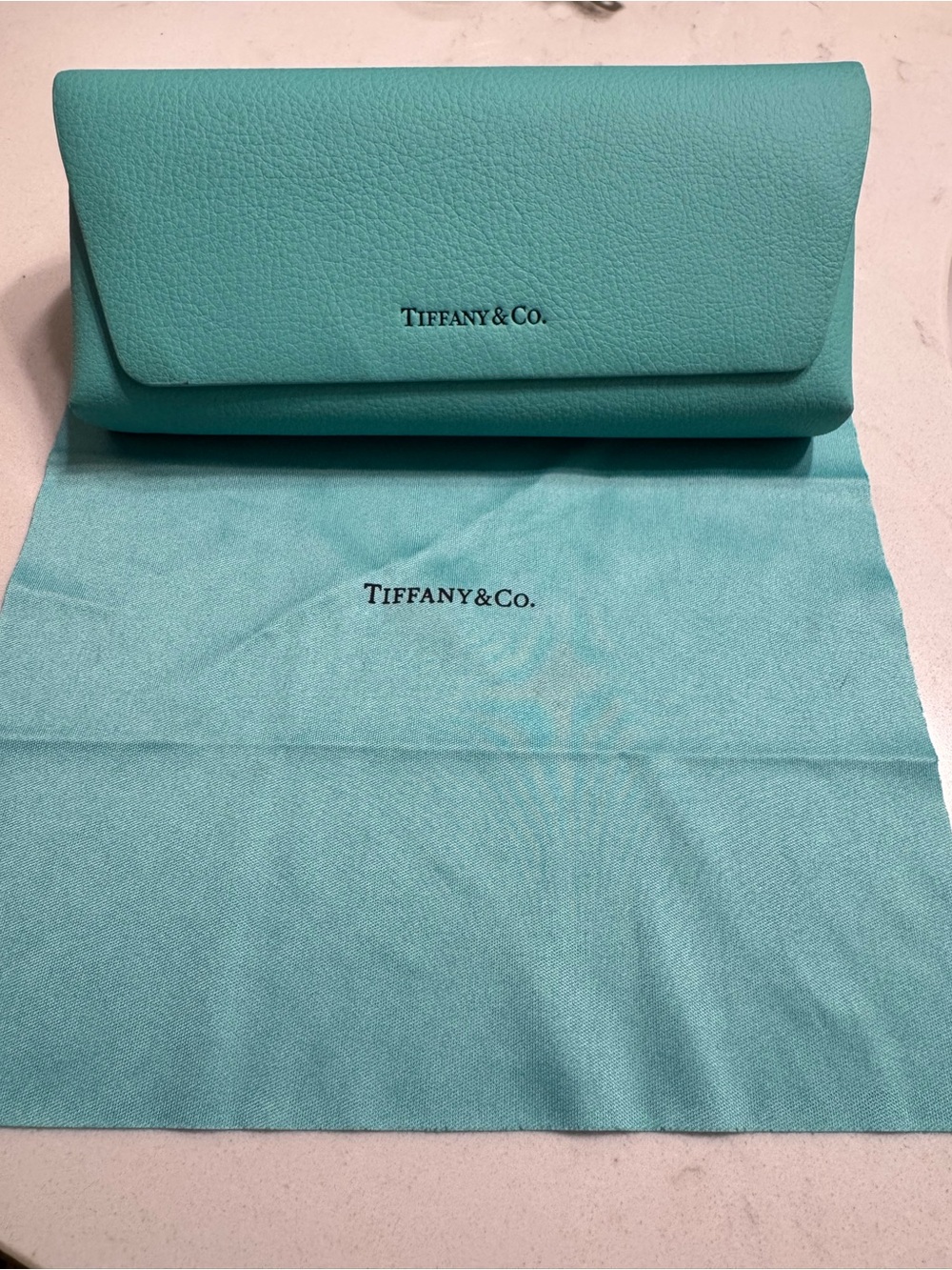 Tiffany & Co. Tiffany Blue Leather Sunglasses Case with Cloth
